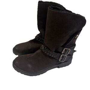 Blowfish Malibu Moto Distressed Faux Leather/fur Zip Boots Lug Sole Womens‎ 10